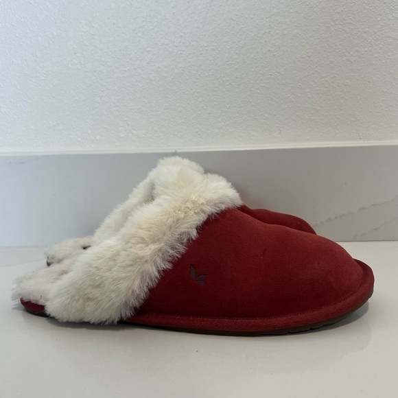 Koolaburra by UGG Milo Red Suede Slippers Faux Fur Lined Slip-On Size 8 - Picture 1 of 12